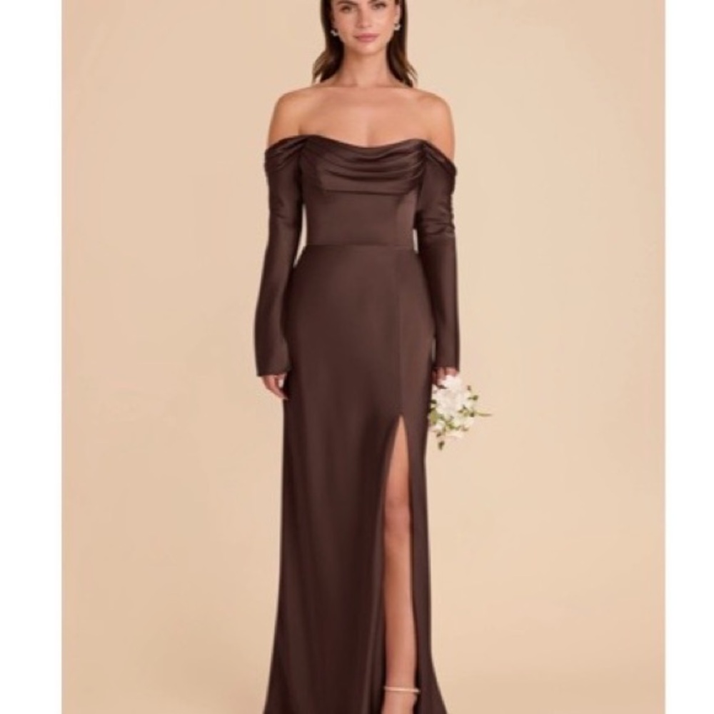 Birdy Grey Off-Shoulder Chocolate Gown